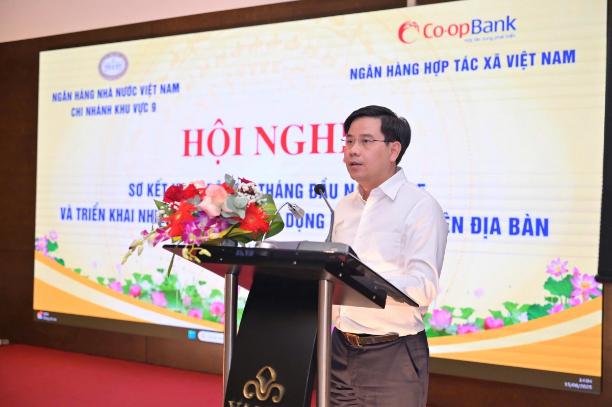 Ông Lê Anh Xuân – Giám đốc NHNN KV9 phát biểu tại Hội nghị