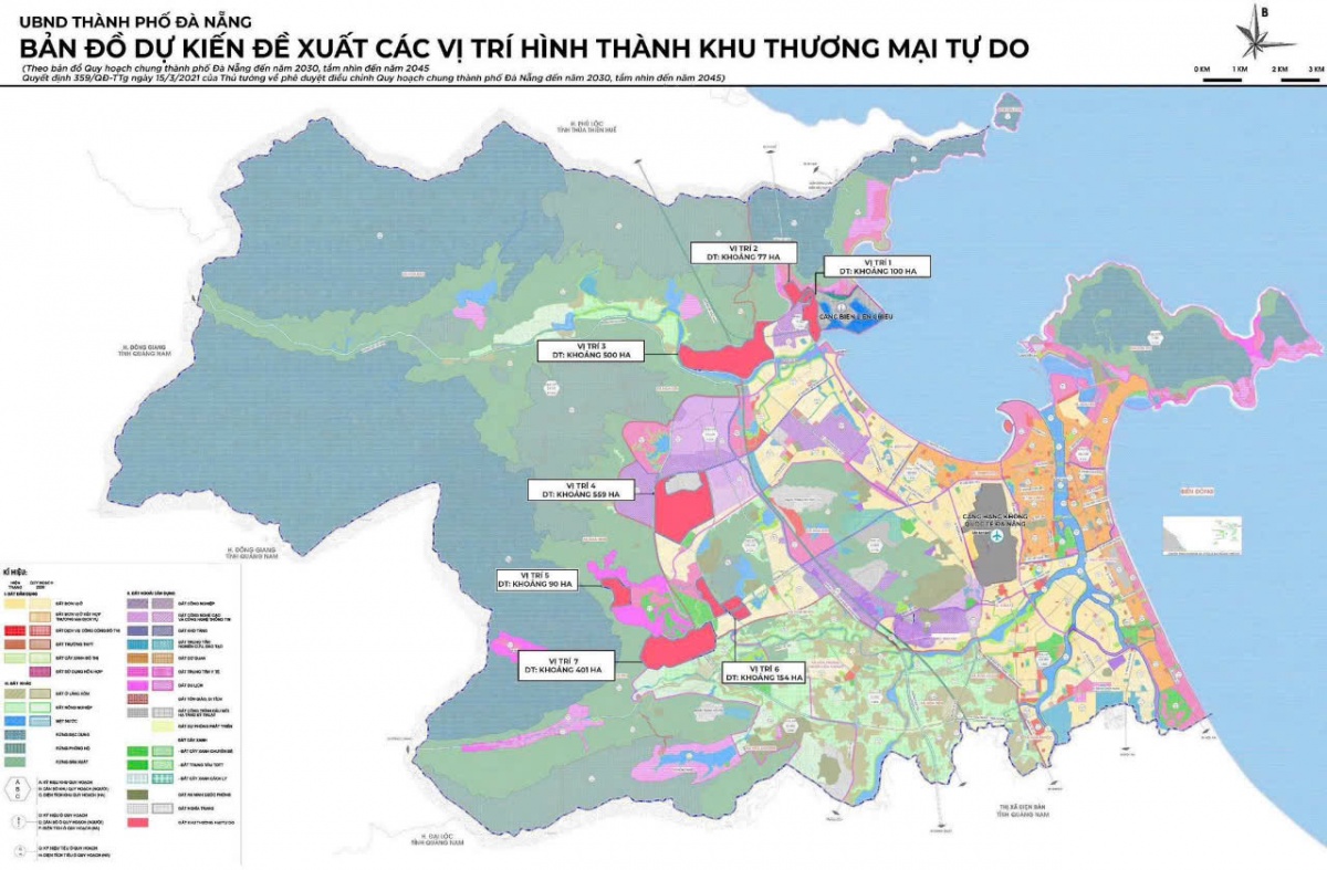 Bản đồ đề xuất các vị trí hình thành Khu Thương mại tự do Đà Nẵng. Bản đồ đề xuất các vị trí hình thành Khu Thương mại tự do Đà Nẵng.