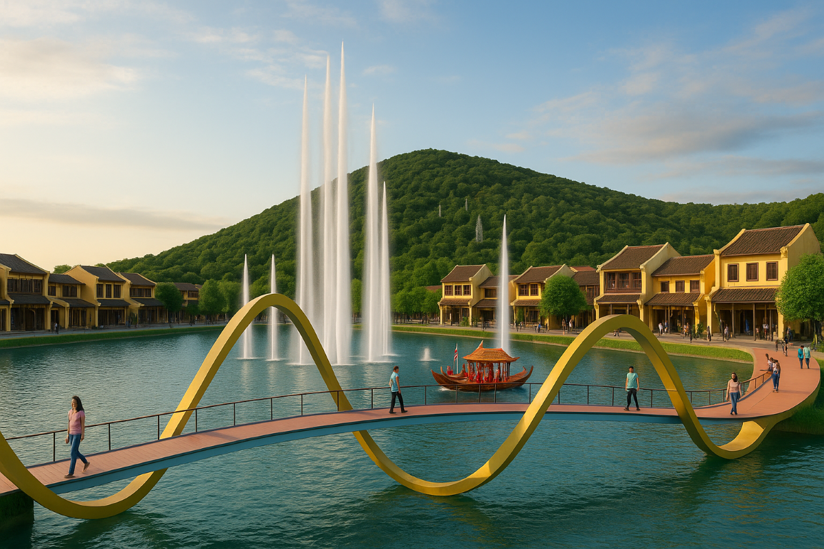  Phối cảnh Quần thể Khu du lịch sinh thái và đô thị Bà Nà – Suối Mơ tại chân núi