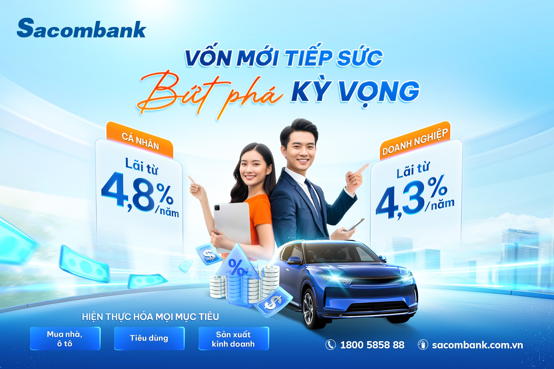 Tiếp sức tài chính: Sacombank tung gói vay 40.000 tỷ đồng, lãi suất siêu ưu đãi dành cho cá nhân và doanh nghiệp