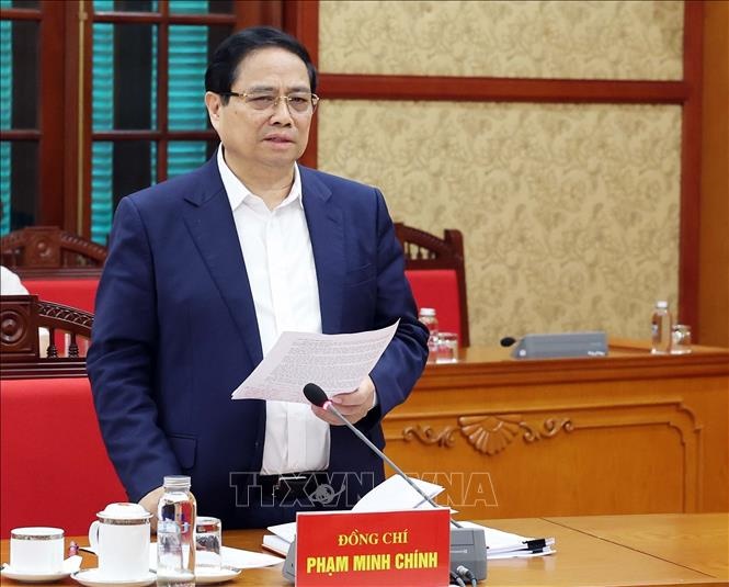 Thủ tướng Phạm Minh Chính phát biểu tại buổi làm việc - Ảnh: TTXVN Thủ tướng Phạm Minh Chính phát biểu tại buổi làm việc - Ảnh: TTXVN