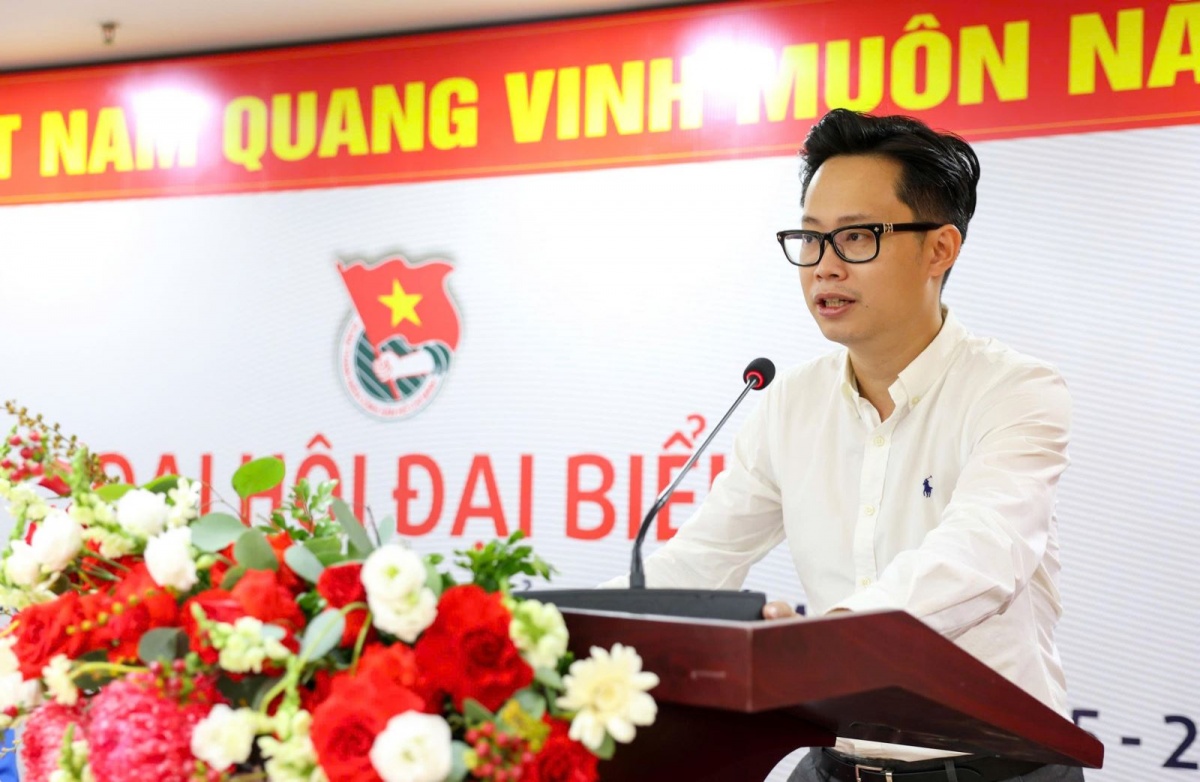 Đồng chí Trần Long - Phó Bí thư Thường trực Đoàn Thanh niên Ngân hàng Trung ương phát biểu chỉ đạo tại Đại hội