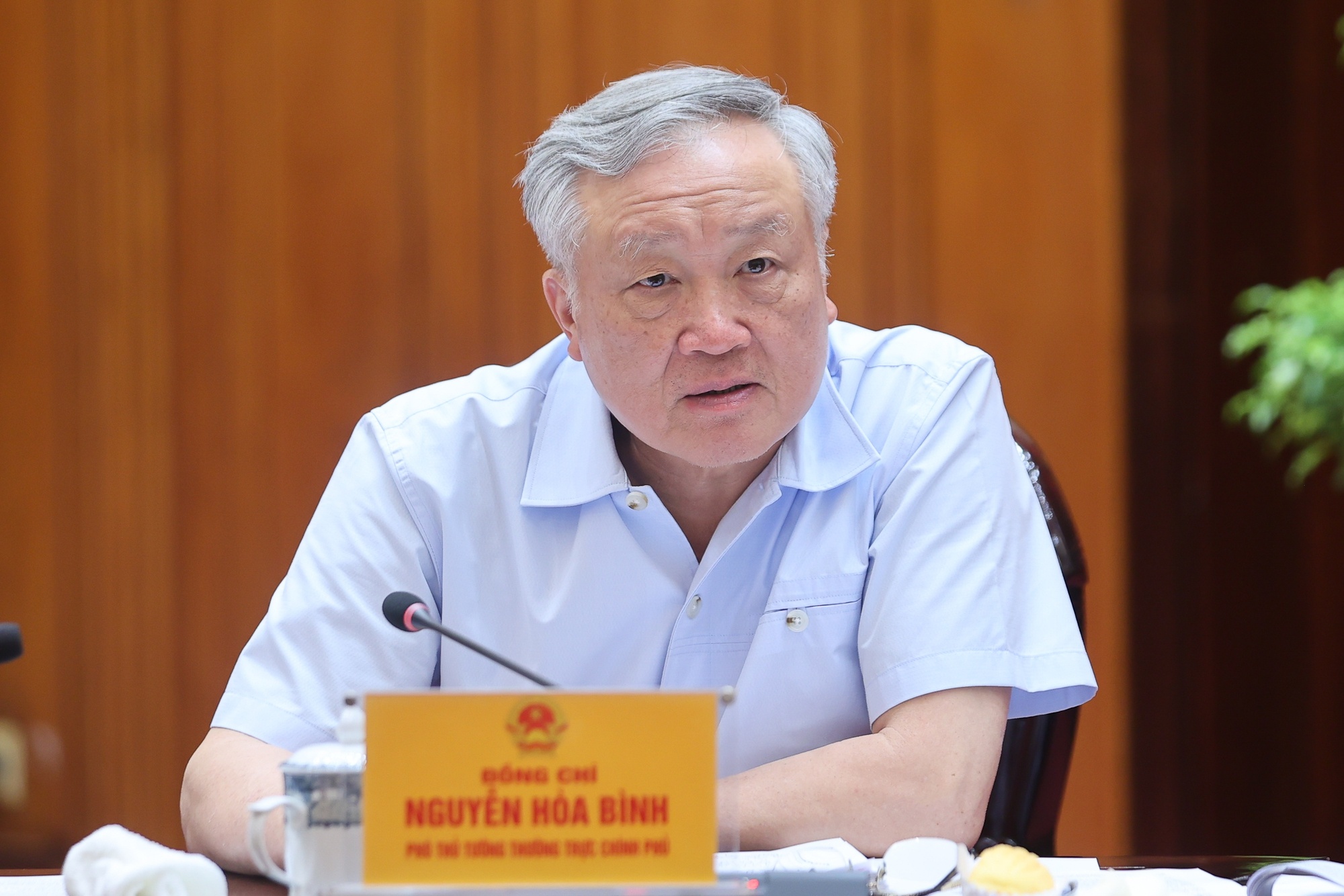 Phó Thủ tướng Thường trực Chính phủ Nguyễn Hòa Bình phát biểu tại phiên họp - Ảnh: VGP/Nhật Bắc