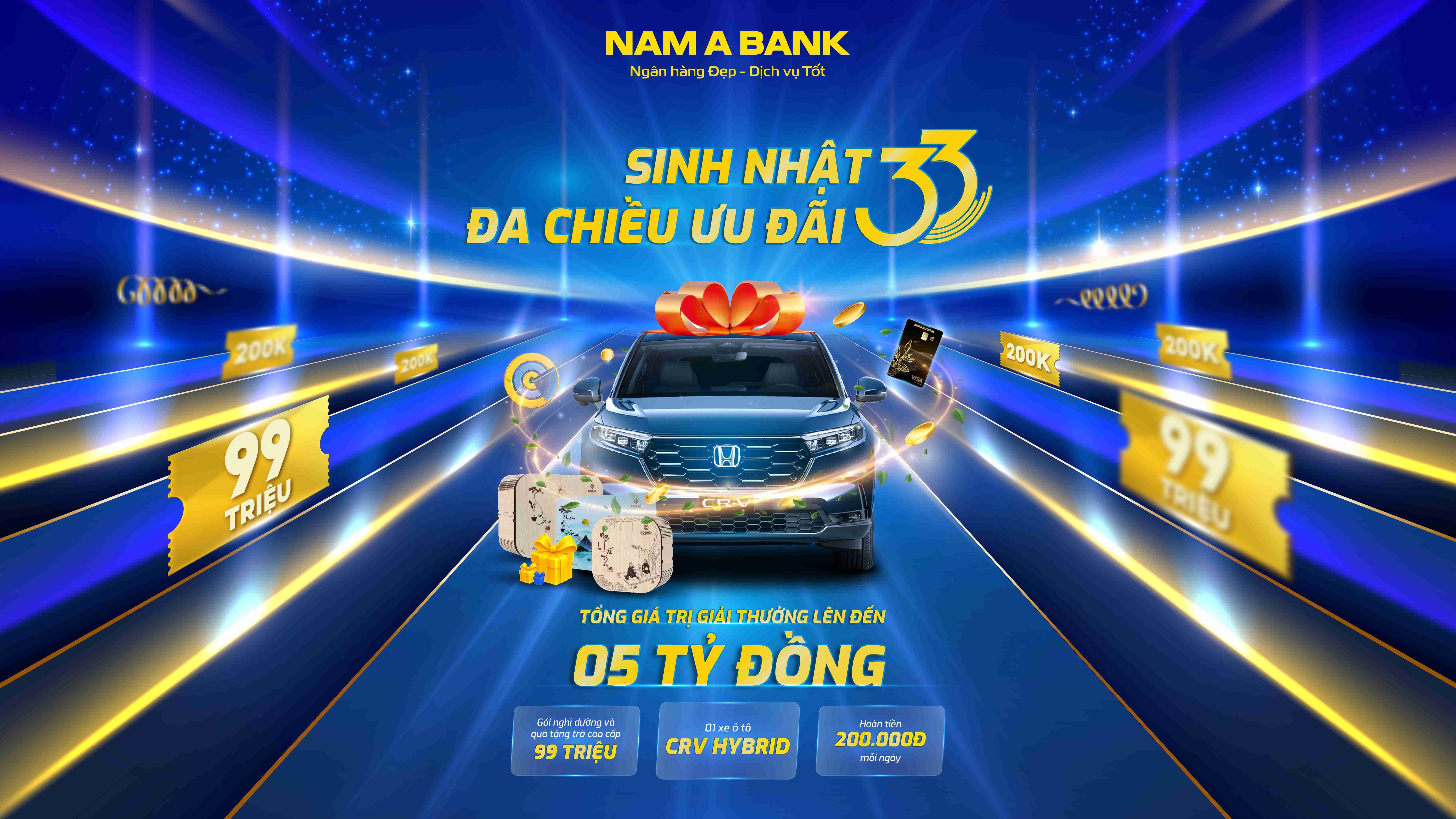 Mừng tuổi 33, Nam A Bank “chơi đẹp” hoàn tiền, tặng quà tiền tỷ!