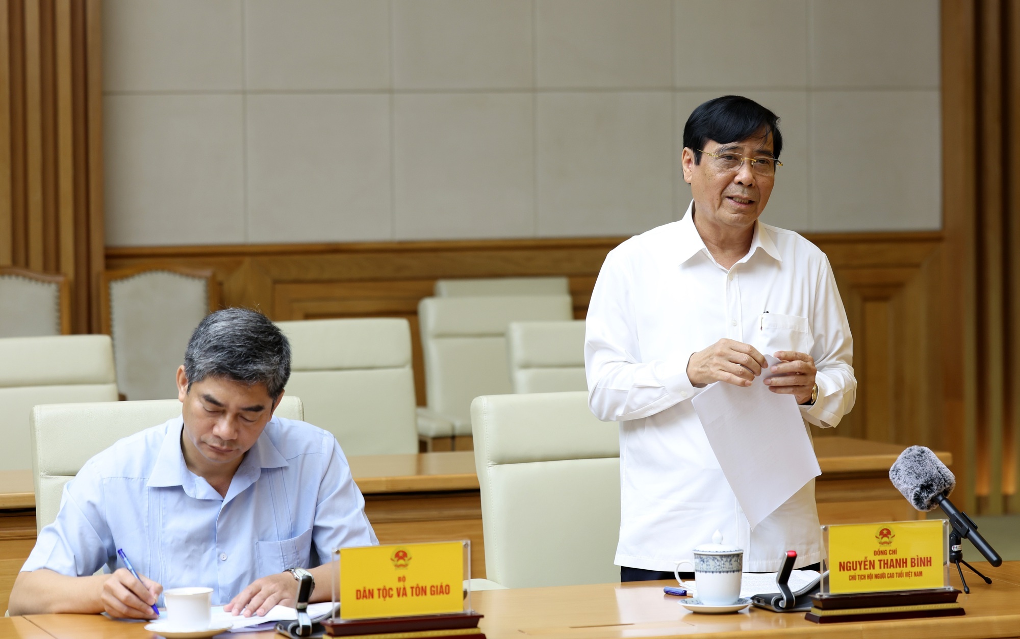 Chủ tịch Hội Người Cao tuổi Việt Nam Nguyễn Thanh Bình phát biểu - Ảnh: VGP/Đức Tuân