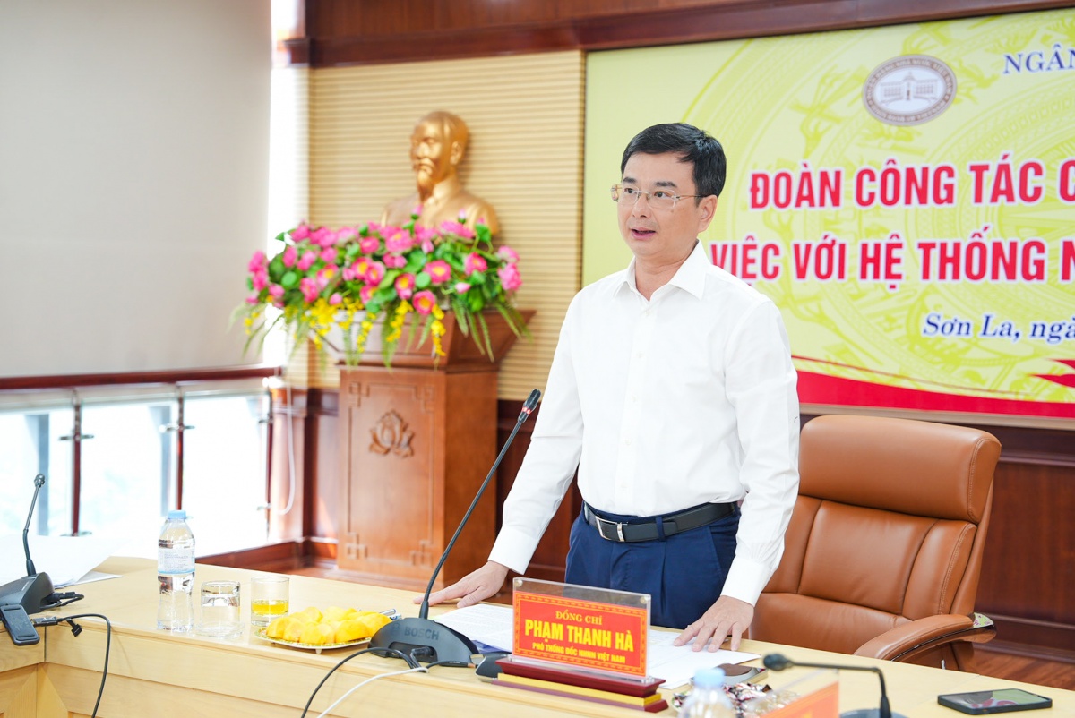 Phó Thống đốc Phạm Thanh Hà phát biểu tại buổi làm việc Phó Thống đốc Phạm Thanh Hà phát biểu tại buổi làm việc