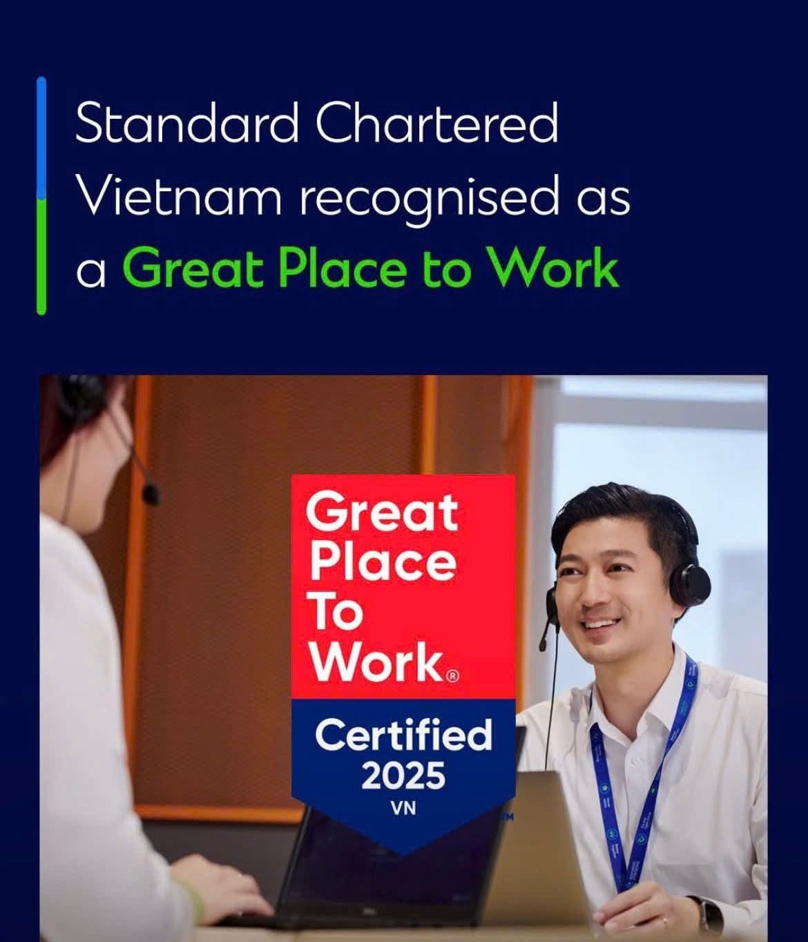Standard Chartered Việt Nam được vinh danh “Nơi làm việc tốt nhất” năm 2025