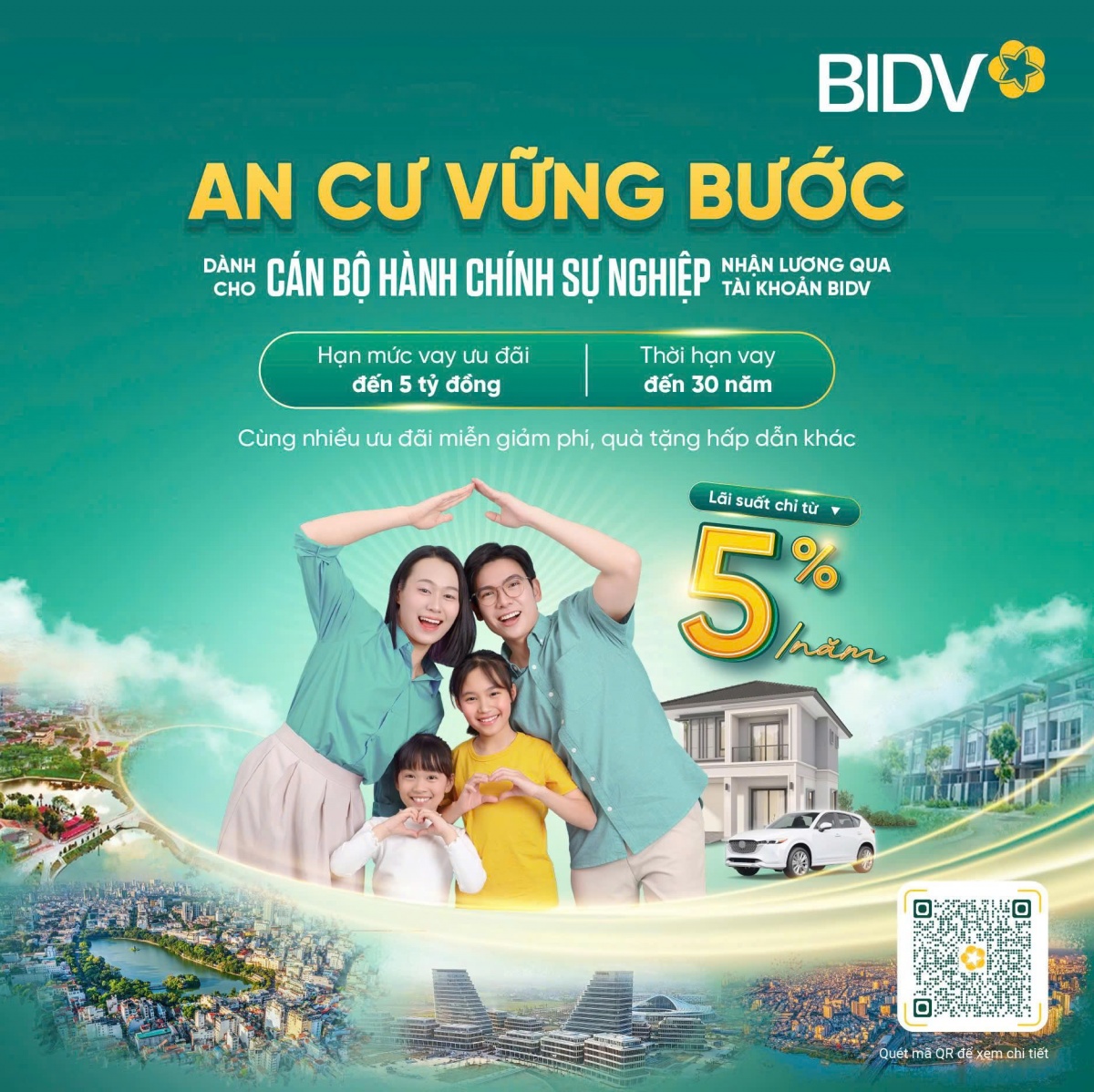 Gói tín dụng “An cư vững bước” của BIDV lãi suất chỉ từ 5%/năm Gói tín dụng “An cư vững bước” của BIDV lãi suất chỉ từ 5%/năm