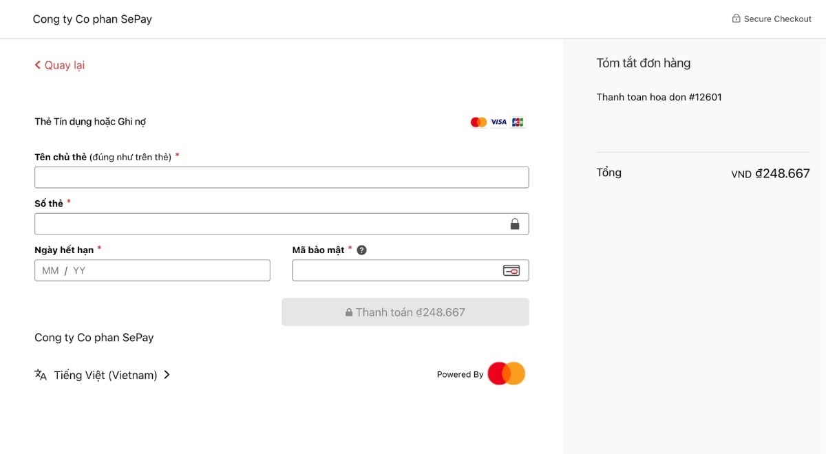 Cổng thanh toán thẻ Visa/Mastercard/JCB Cổng thanh toán thẻ Visa/Mastercard/JCB