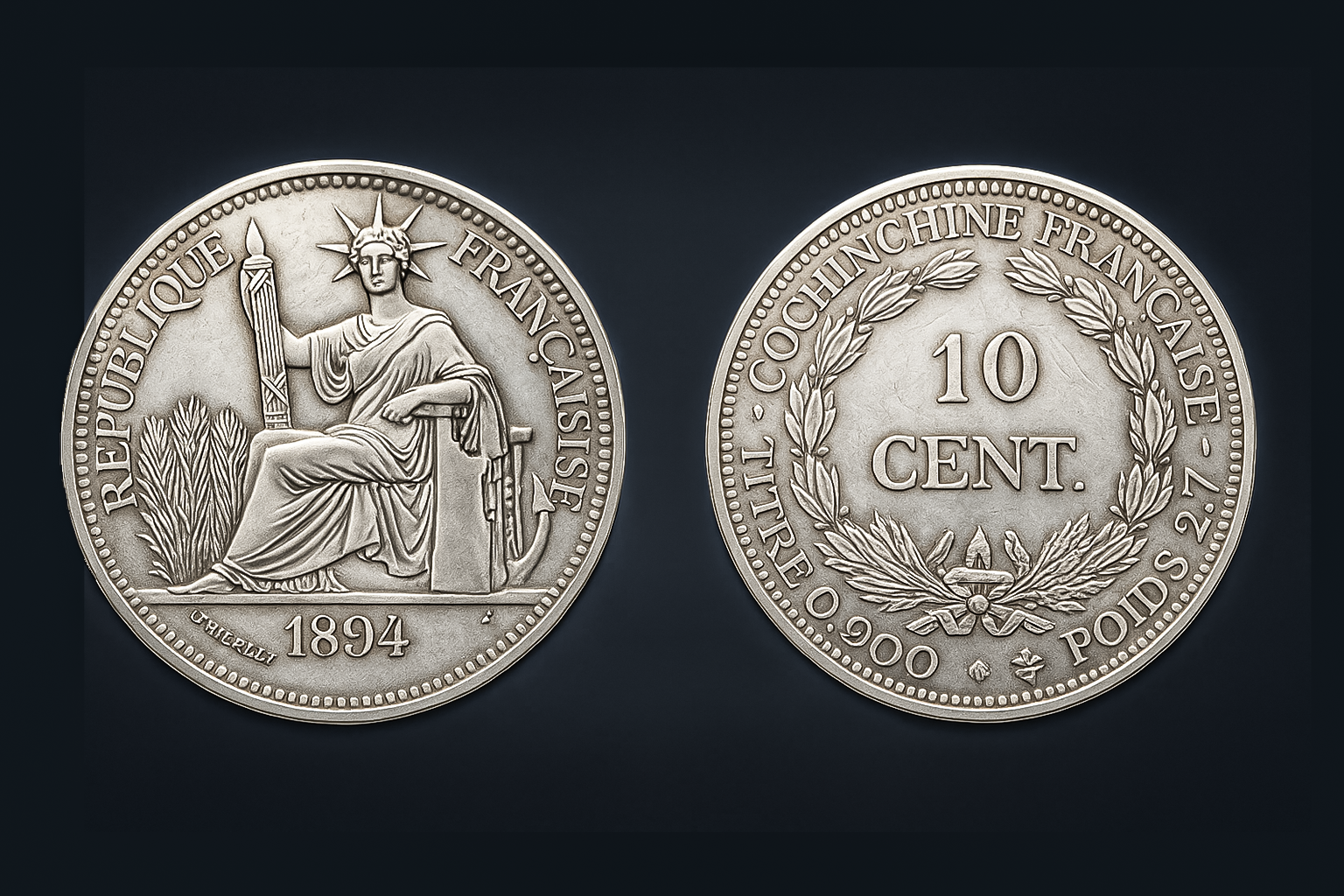 Tiền Nam Kỳ thuộc Pháp - Cochinchine (1875 – 1885) - Tiền Bằng Bạc