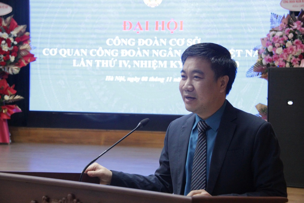 Đồng chí Nguyễn Thành Trung - Chủ tịch CĐCS Cơ quan CĐNHVN phát biểu khai mạc