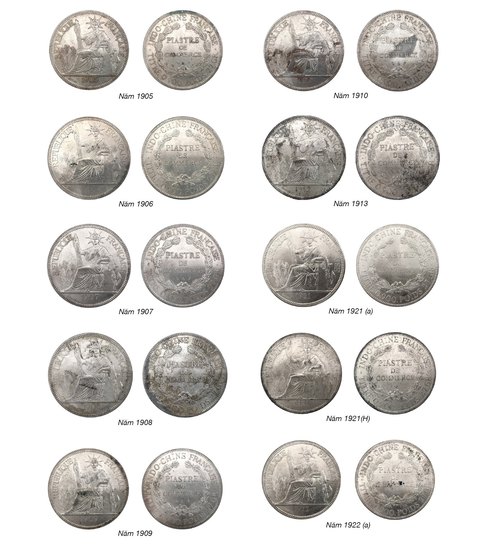 Tiền Đông Dương - Indochine (1885 - 1945): Tiền bằng bạc Tiền Đông Dương - Indochine (1885 - 1945): Tiền bằng bạc