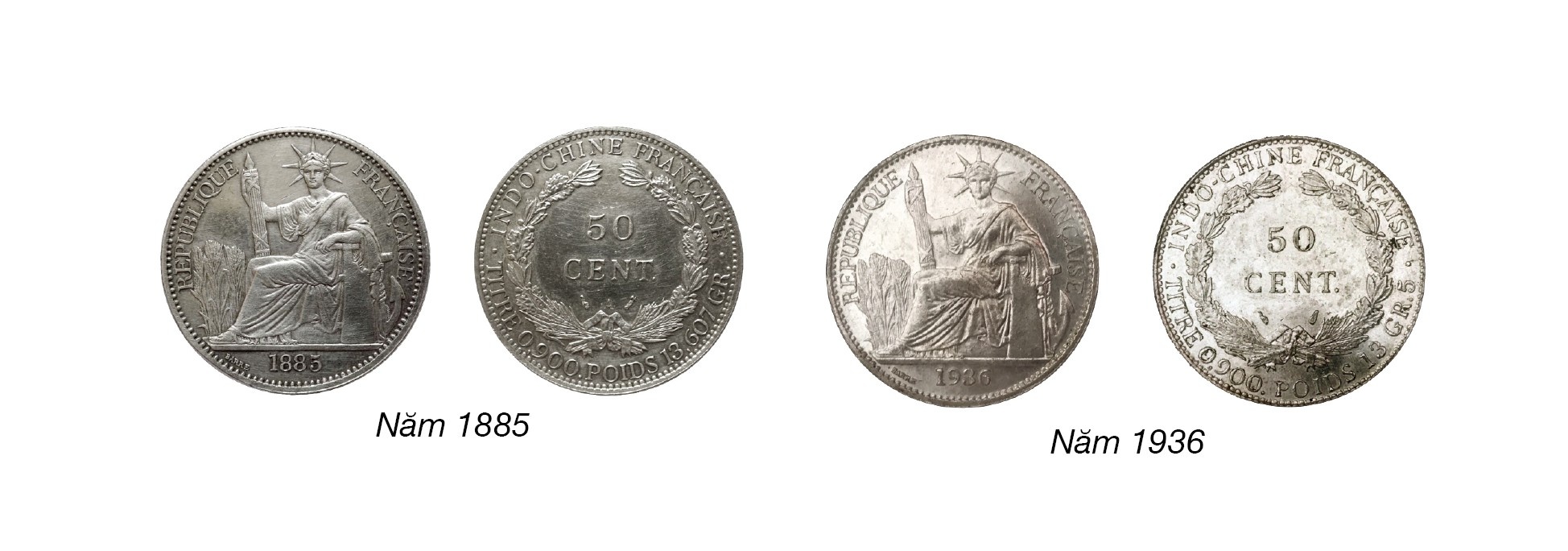 Tiền Đông Dương - Indochine (1885 - 1945): Tiền bằng bạc Tiền Đông Dương - Indochine (1885 - 1945): Tiền bằng bạc