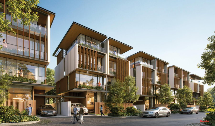 Mẫu nhà “M1 - Hiện đại” với mặt đứng vuông vức, hệ kính lớn đón ánh sáng tự nhiên