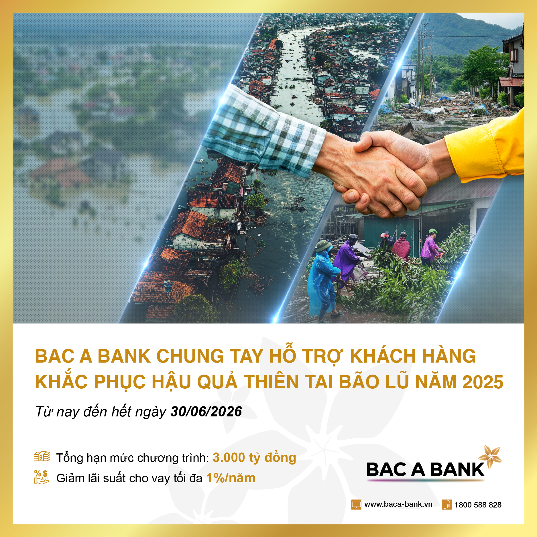 BAC A BANK chung tay hỗ trợ khách hàng khắc phục hậu quả thiên tai bão lũ năm 2025