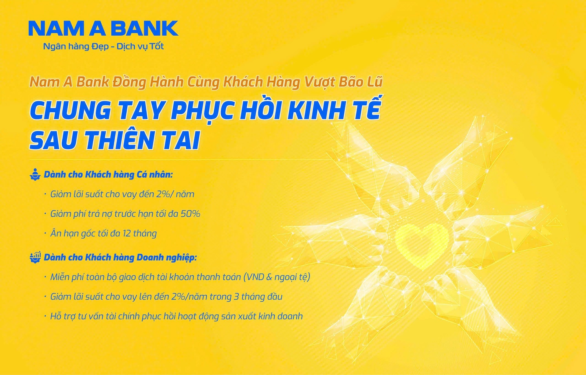 Nam A Bank giảm lãi suất vay lên đến 2% cho khách hàng ảnh hưởng thiên tai