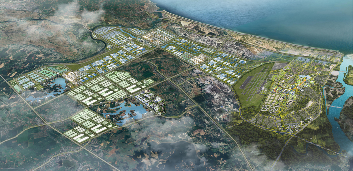 Phối cảnh Tổ hợp công nghiệp hàng không, logistics, dịch vụ, thương mại và đô thị sân bay tại Quảng Trị. Phối cảnh Tổ hợp công nghiệp hàng không, logistics, dịch vụ, thương mại và đô thị sân bay tại Quảng Trị.