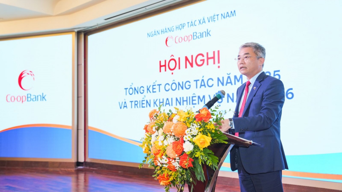 Ông Nguyễn Quốc Cường - Bí thư Đảng ủy, Chủ tịch Hội đồng quản trị Co-opBank phát biểu tại Hội nghị Ông Nguyễn Quốc Cường - Bí thư Đảng ủy, Chủ tịch Hội đồng quản trị Co-opBank phát biểu tại Hội nghị