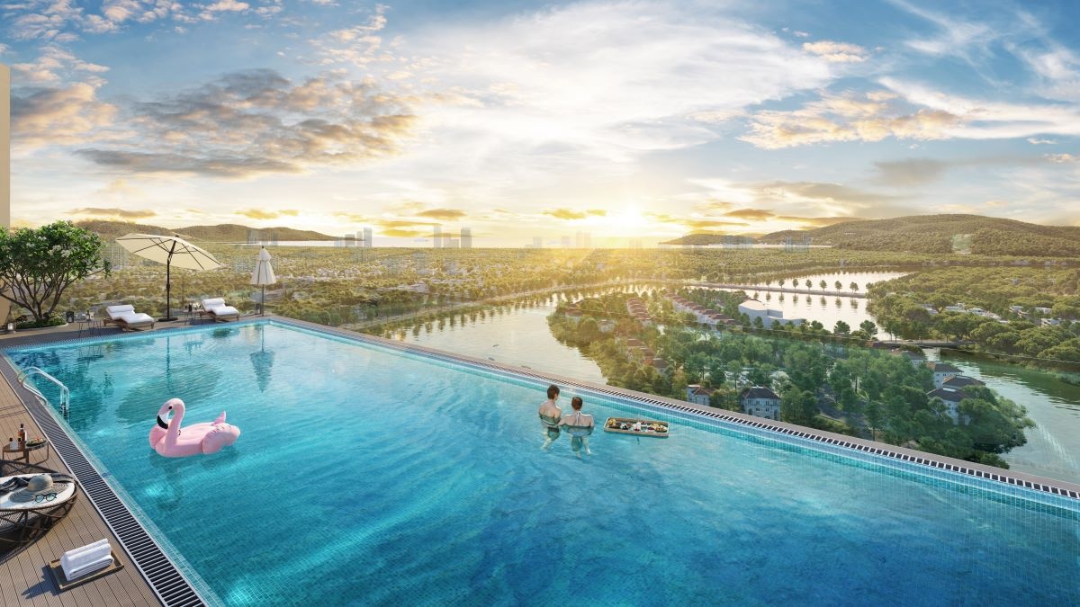 Toà tháp sở hữu tầm nhìn view sông - biển, nắm giữ tiềm năng trở thành “cổng chào mặt nước” của toàn khu