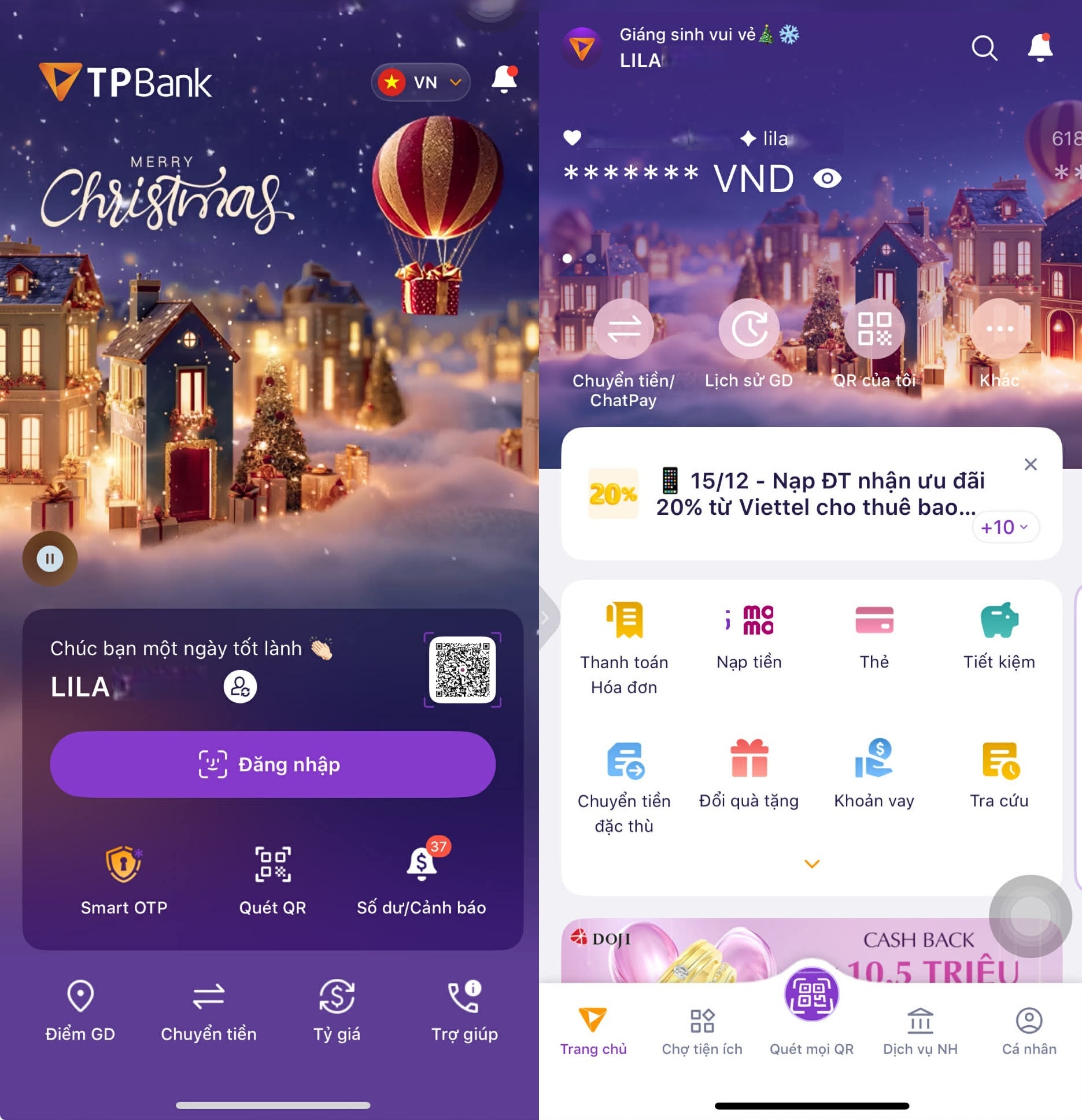 TPBank bật “mood” Giáng sinh trên App với giao diện ấm áp, hiện đại và tinh tế