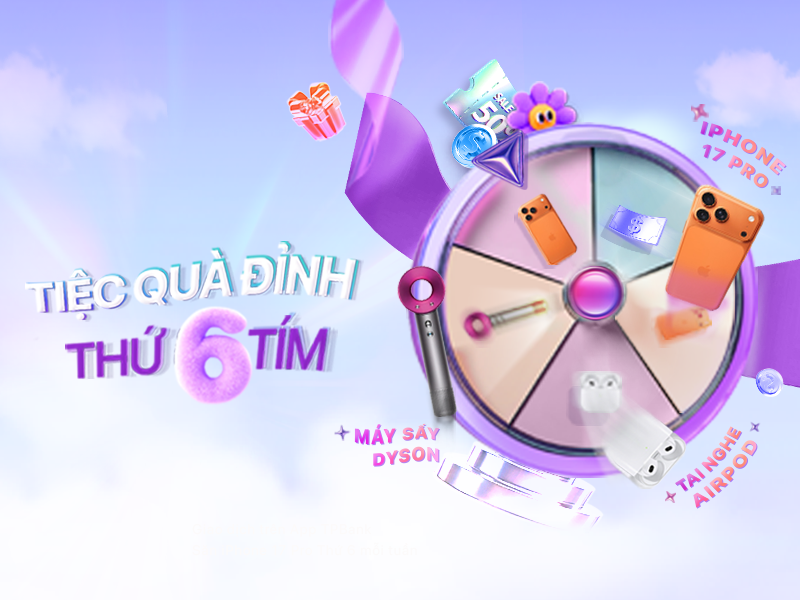 Chương trình Vòng quay may mắn, với hàng trăm phần quà đỉnh đang đợi bạn khám phá trên App TPBank
