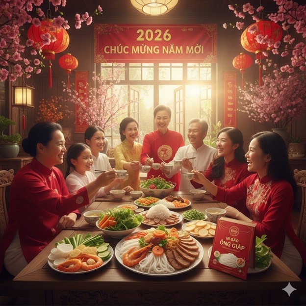 Mì gạo Ông Giáp chúc mừng năm mới 2026: Vạn sự như ý, đong đầy hạnh phúc, phát lộc phát tài!