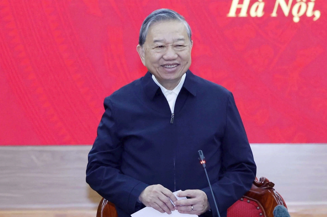 Tổng Bí thư Tô Lâm làm việc với Ban Chính sách, chiến lược Trung ương - Ảnh: TTXVN