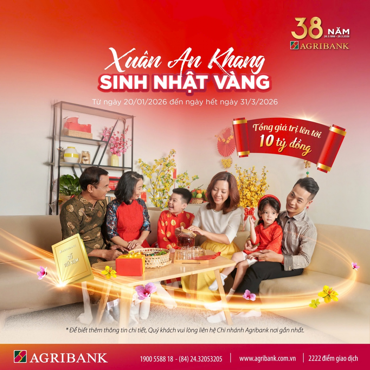 Agribank dành 10 tỷ đồng tri ân khách hàng với chương trình “Xuân an khang – Sinh nhật vàng” Agribank dành 10 tỷ đồng tri ân khách hàng với chương trình “Xuân an khang – Sinh nhật vàng”