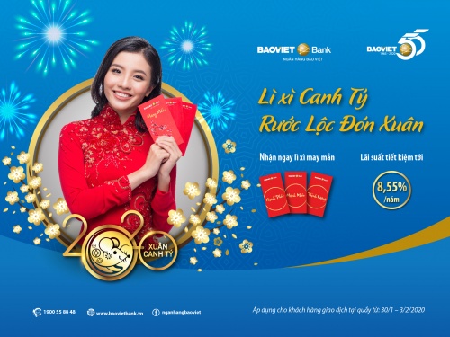 BAOVIET Bank triển khai chương trình lì xì rước lộc đón xuân, lãi suất tới 8,55%/năm baoviet bank trien khai chuong trinh li xi ruoc loc don xuan lai suat toi 855nam