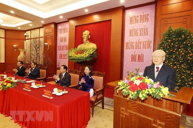 tong bi thu gap mat chuc tet lanh dao nguyen lanh dao dang nha nuoc