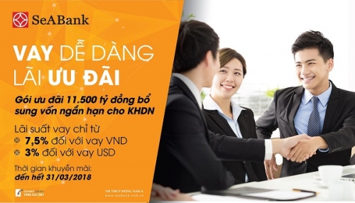 SeABank cho vay lãi suất 7,5%/năm trong 3 tháng đầu SeABank cho vay lãi suất 7,5%/năm trong 3 tháng đầu