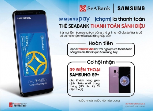 Cơ hội nhận điện thoại Samsung S9+ của chủ thẻ SeABank Cơ hội nhận điện thoại Samsung S9+ của chủ thẻ SeABank