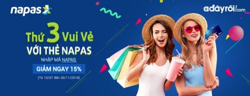 Giảm thêm 15% khi thanh toán bằng thẻ NAPAS