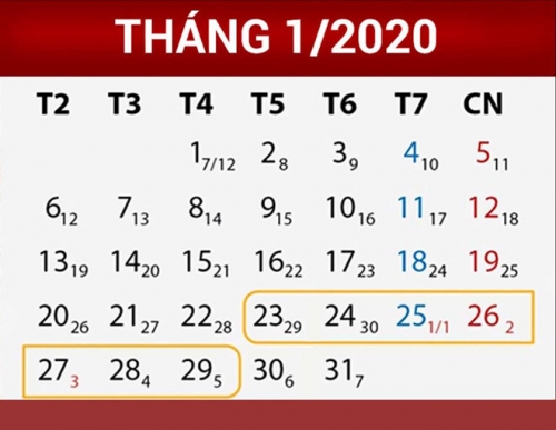 Chốt lịch nghỉ Tết Nguyên đán Canh Tý 2020