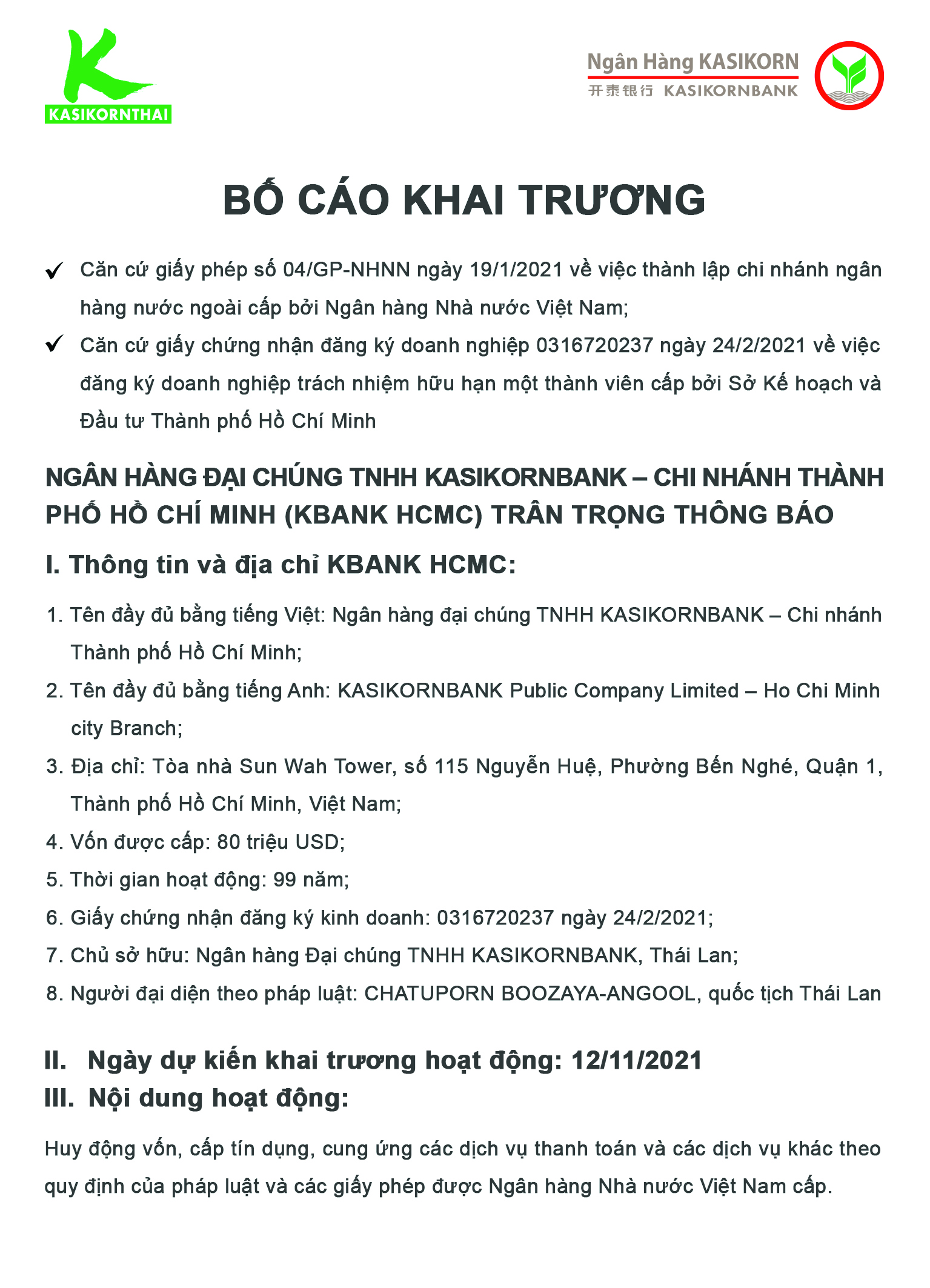 bo cao khai truong ngan hang dai chung tnhh kasikornbank chi nhanh thanh pho ho chi minh