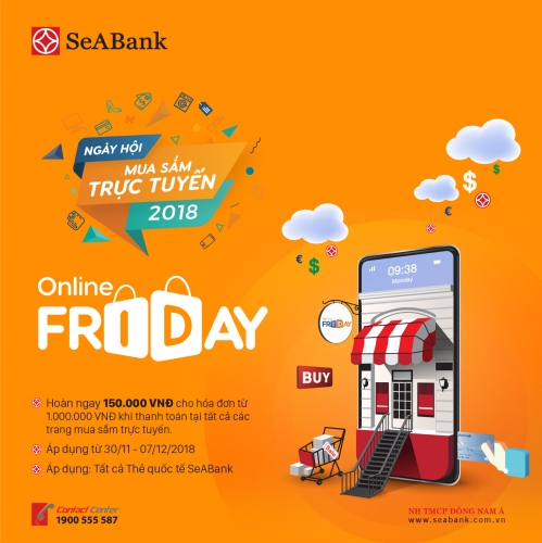 Ưu đãi hoàn tiền với thẻ quốc tế SeABank vào “Ngày mua sắm trực tuyến”