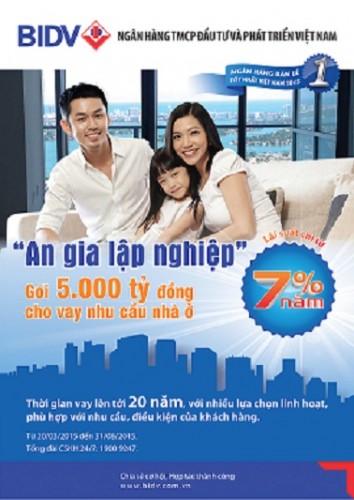 BIDV dành 5.000 tỷ đồng cho vay mua nhà ở với lãi suất chỉ từ 7%