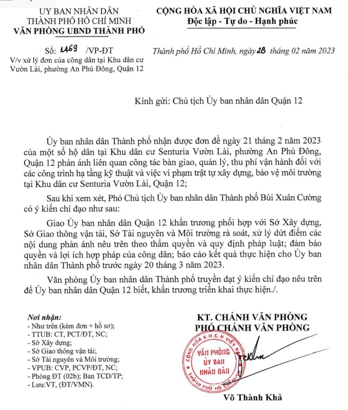 UBND TP.HCM chỉ đạo xử lý dứt điểm phản ánh của cư dân Senturia Vườn Lài ubnd tphcm chi dao xu ly dut diem phan anh cua cu dan senturia vuon lai