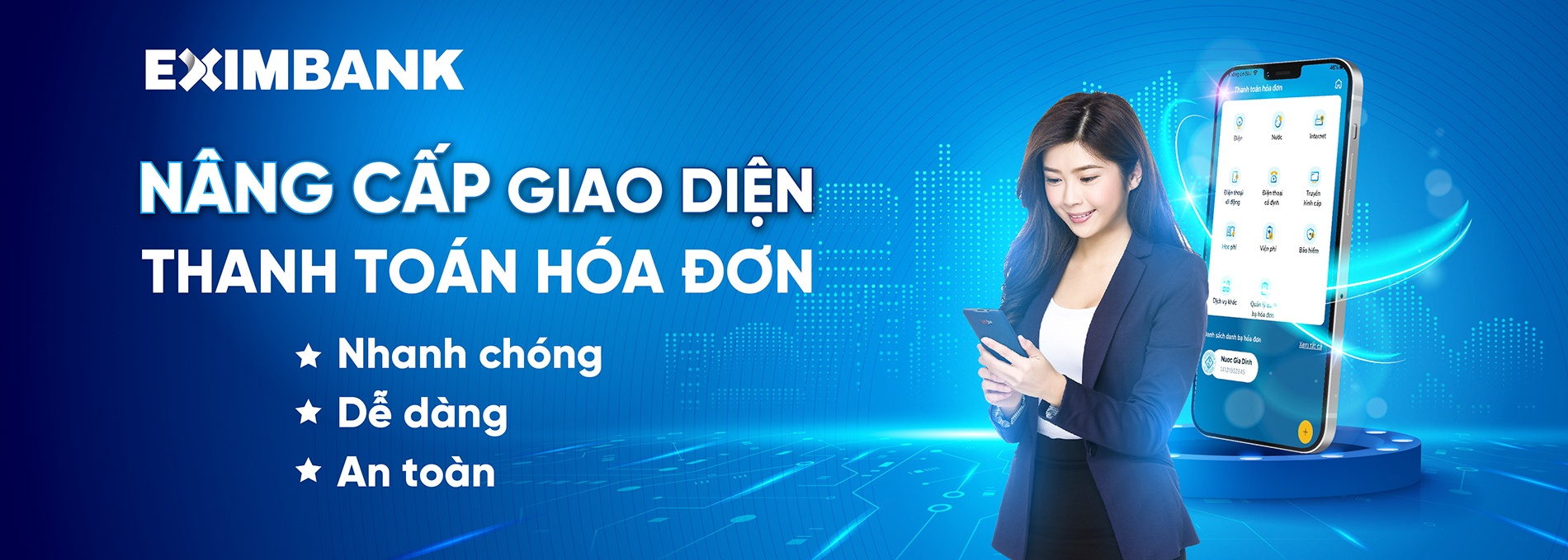 Eximbank nâng cấp giao diện thanh toán hóa đơn