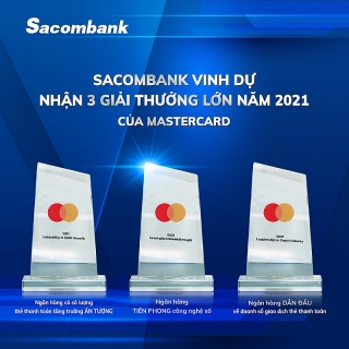 Sacombank nhận 3 giải thưởng lớn  về kinh doanh và chuyển đổi số từ Mastercard