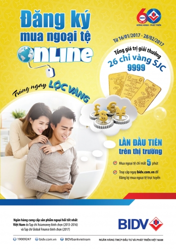 BIDV cung cấp dịch vụ đăng ký mua ngoại tệ trực tuyến