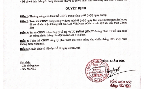 U23 Việt Nam vào chung kết: DN thưởng “nóng” cho nhân viên