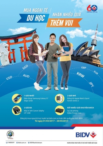 Nhiều ưu đãi hấp dẫn khi mua ngoại tệ du học tại BIDV Nhiều ưu đãi hấp dẫn khi mua ngoại tệ du học tại BIDV