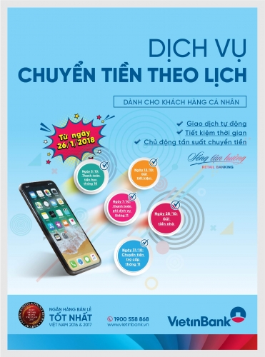 Chuyển tiền tự động theo lịch cùng VietinBank Chuyển tiền tự động theo lịch cùng VietinBank