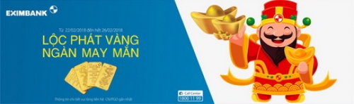 Eximbank dành nhiều ưu đãi cho khách hàng nhân dịp vía Thần tài Eximbank dành nhiều ưu đãi cho khách hàng nhân dịp vía Thần tài