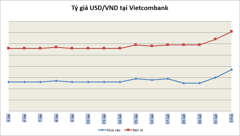 Tỷ giá ngày 3/2: Đứng ở mức cao