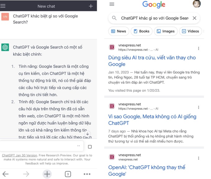ChatGPT khác biệt gì so với tìm kiếm Google ChatGPT khác biệt gì so với tìm kiếm Google