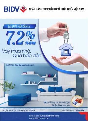 Vay mua nhà chỉ với 7,2%/năm tại BIDV Vay mua nhà chỉ với 7,2%/năm tại BIDV