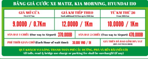 Bảng giá cước taxi cập nhật mới nhất tháng 3/2016