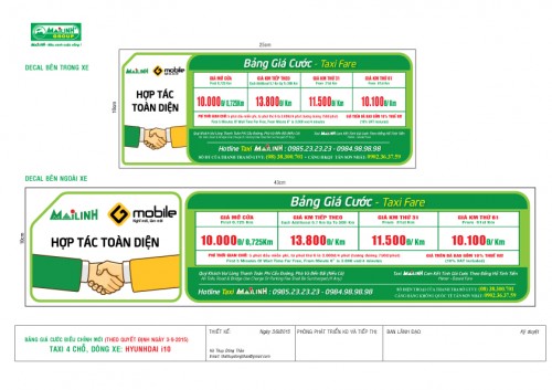 Bảng giá cước taxi cập nhật mới nhất tháng 3/2016